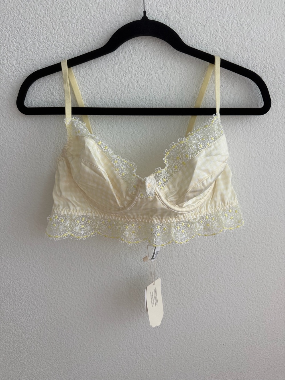 NWT For Love & Lemons Gingham Floral Bustier L